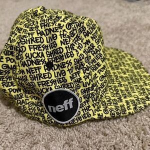 Neff Neon Yellow Adjustable SnapBack Hat With Graffiti Design